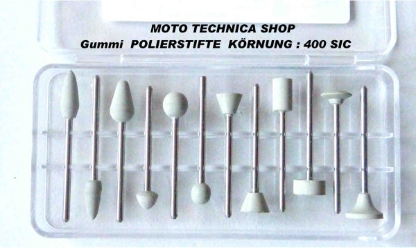Glanzpolierstifte 400 SIC Spezialgummi Set 12 teilig Schaft 2,35 mm
