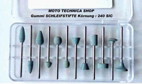 Vorpolierstifte 240 SIC Spezialgummi Set-12 teilig   Schaft 2,35 mm
